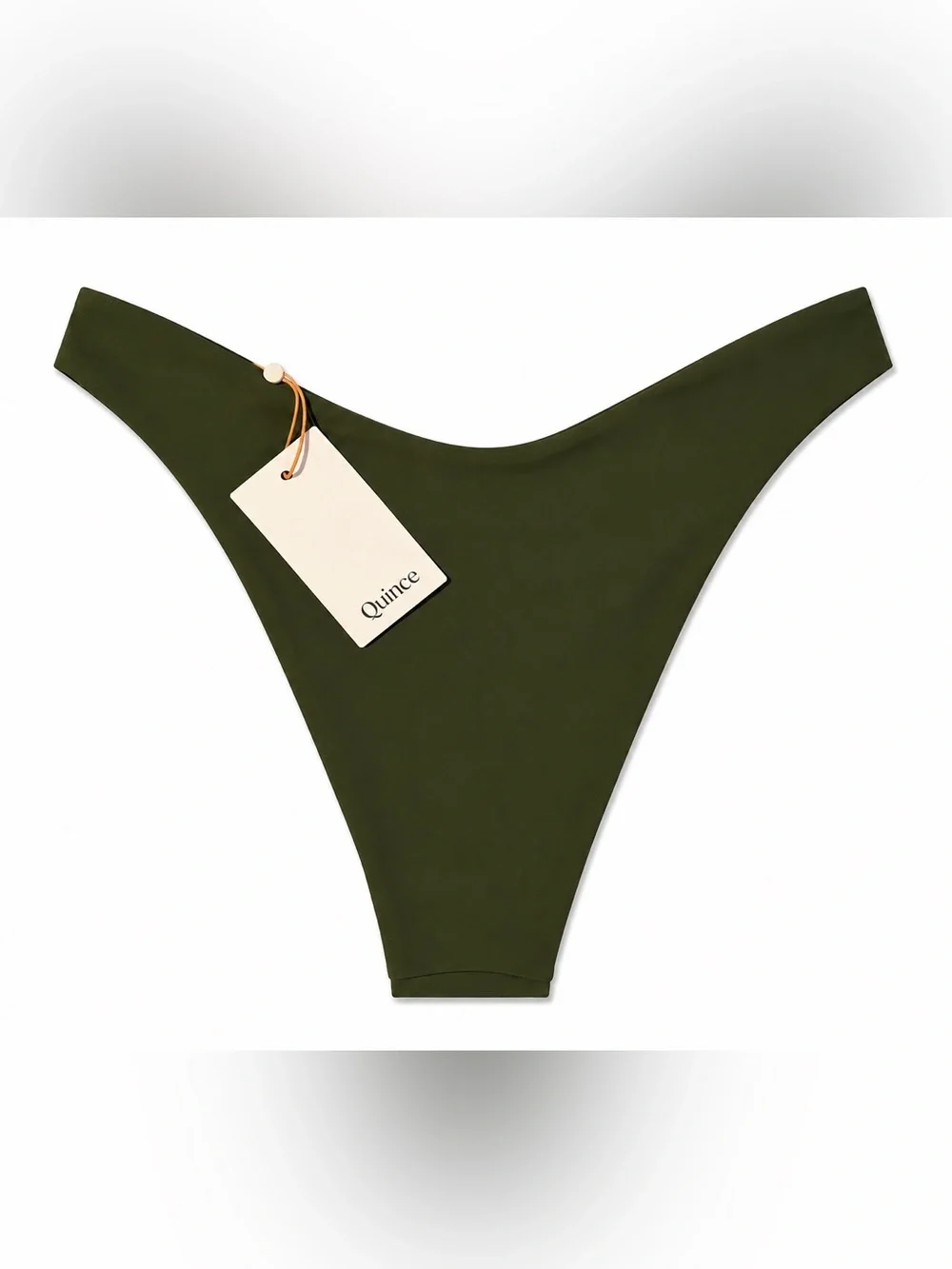 Quince Gold Ring High Leg Bikini Bottom Palm Green Size M NWT
